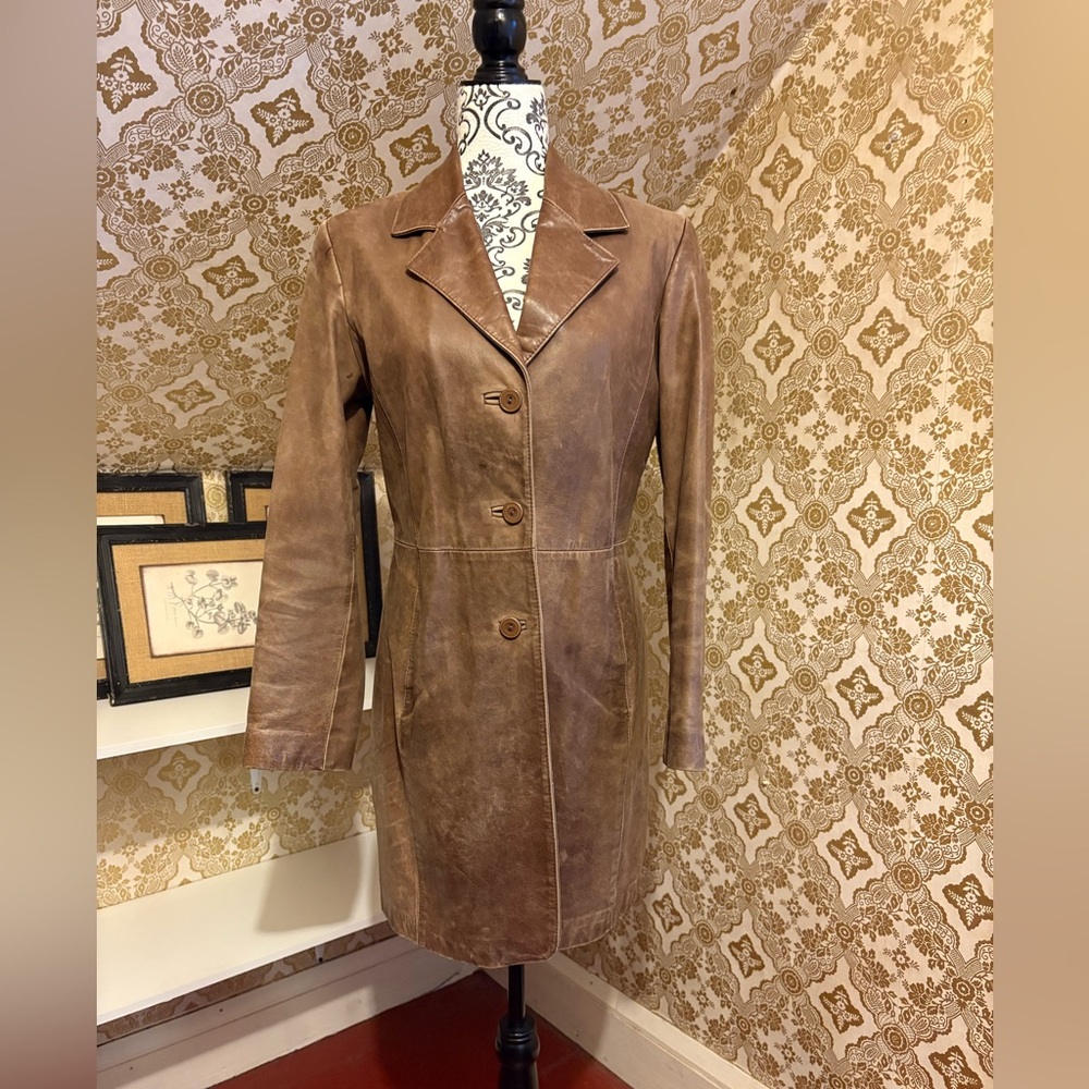 Vintage Brown Leather Coat